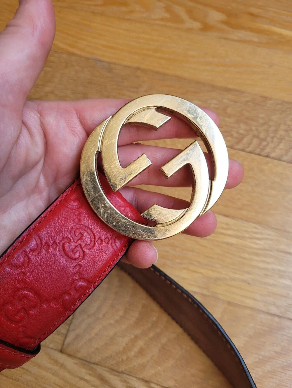 Gucci GG Embossed Leather Belt 114876